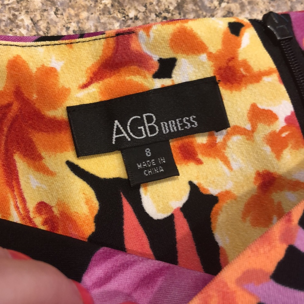 AGB Vibrant Floral Dress Women’s Size 8 With Some Stretch - Picture 3 of 12